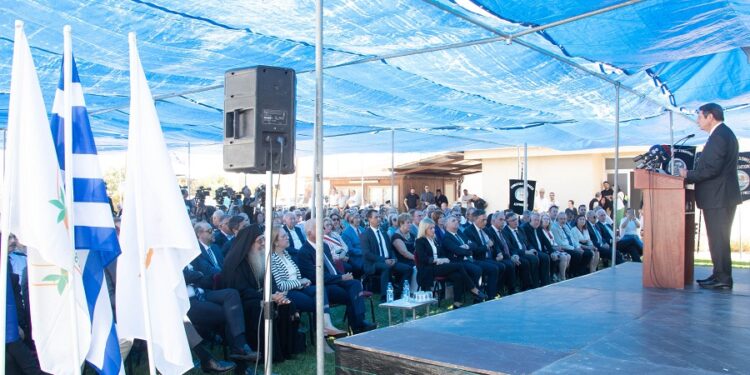 Ο Πρόεδρος της Δημοκρατίας κ. Νίκος Αναστασιάδης εκφωνεί ομιλία σε εκδήλωση στο πλαίσιο της 42ης αντικατοχικής πορείας της Μόρφου.